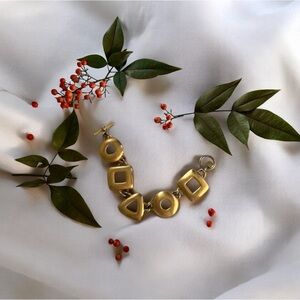 Vintage Ann Klein Chunky Brushed Gold Tone Bracelet